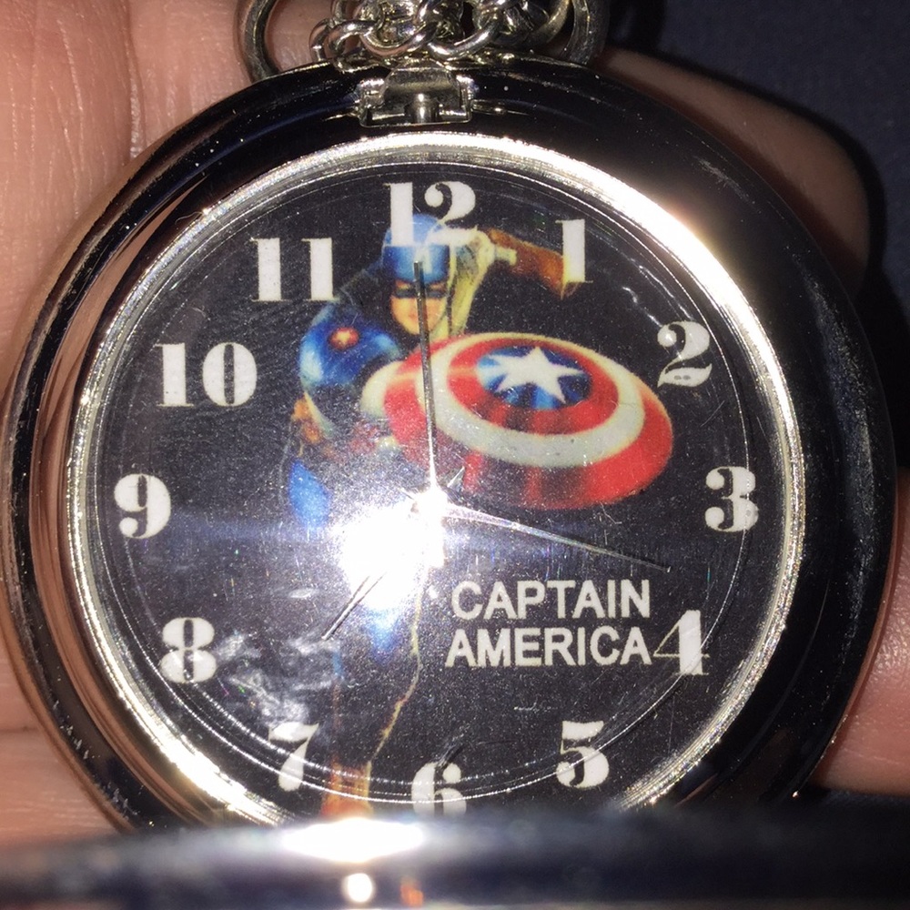 Captain America pocket watch with 30 inch chain